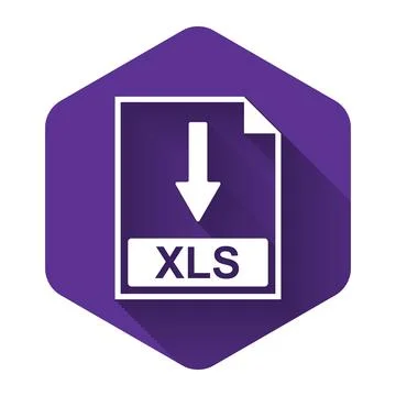 White XLS file document icon. Download XLS button icon isolated with long shadow Stock Illustration