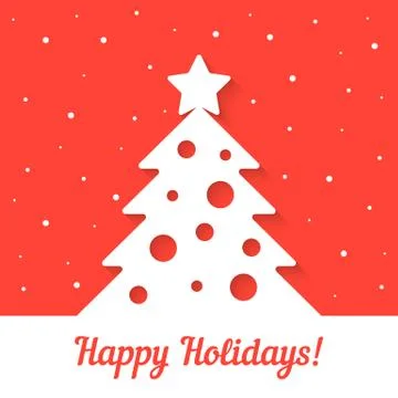 White xmas tree on red background Stock Illustration