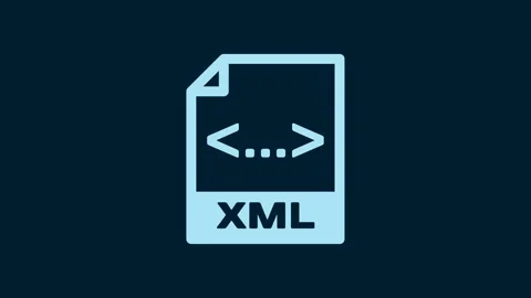 White XML file document. Download xml button icon isolated on blue background Stock Footage 230015122