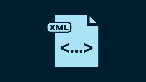 White XML file document. Download xml button icon isolated on blue background Stock Footage 230023148