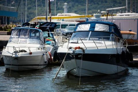 White yacht Stock Photos