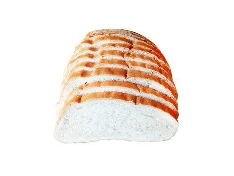 White yeast bread with a crispy crust on a white background Stock Photos