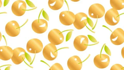 White yellow cherry seamless pattern. Stock Illustration