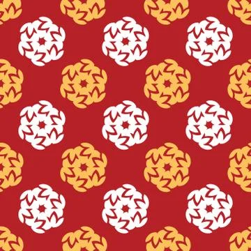 White yellow geometric seamless pattern on red background vector illustration Stock Illustration
