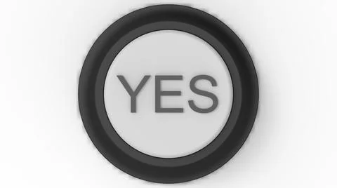 White yes button isolated 3d illustration render Stock Illustration