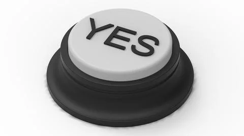 White yes button isolated 3d illustration render Stock Illustration
