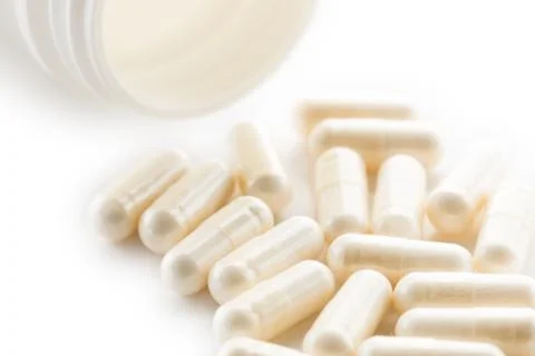 White Yoghurt Capsules Stockfoto's