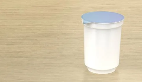 White yogurt container with blue foil lid Illustrazione stock