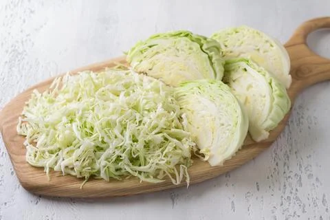 White young cabbage, chopped into strips and cut into segments Stock Photos