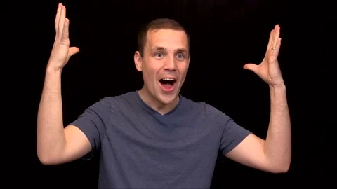 A white young Man on black background mind exploding Vidéo 146263679