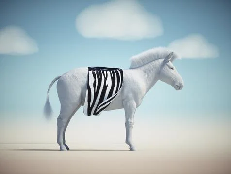 White zebra without texture and a scarf. Stock Illustration