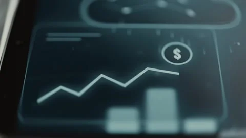 White zigzag line rises above three data bars toward a circular dollar symbol Stock Footage 343375032