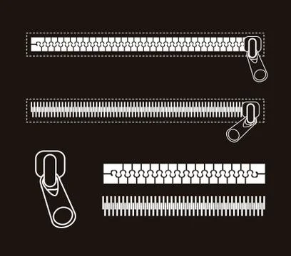White zipper isolated over black background. vector illustration 스톡 일러스트