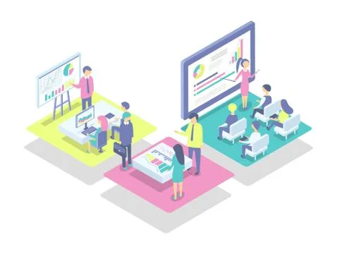 Whiteboard and Computer Data Vector Illustration Stock Illustration