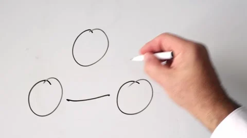 Whiteboard animation of three connected circles Stock Footage 328574797