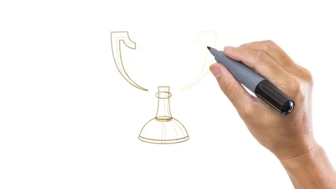 Whiteboard animation of a trophy Stockbeeldmateriaal 261888282