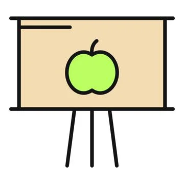 Whiteboard with apple drawing for education presentation Stock Illustration