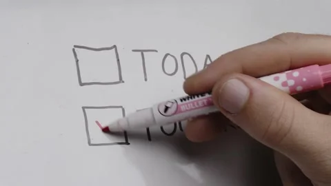 Whiteboard Checklist and Task Planning with Hand Checking Off Completed Stock Footage 345381570