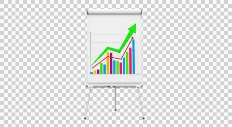 A whiteboard with a colorful bar and line graph showing upward growth trend.. Stock Photos