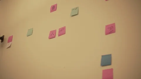 Whiteboard Creative Post It Notes On White Board Stock Footage 88016742