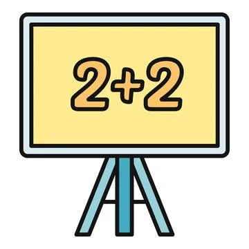 Whiteboard displaying basic math addition problem 2 plus 2 Ilustración de archivo