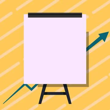 Whiteboard Drawing With Arrow Going Up Presenting Growing Graph. Empty Board  Stock Illustration