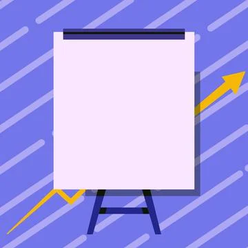 Whiteboard Drawing With Arrow Going Up Presenting Growing Graph. Empty Board Stock Illustration