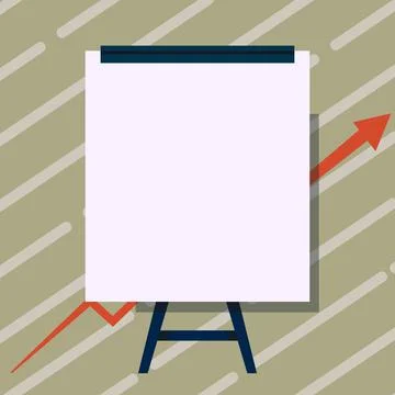 Whiteboard Drawing With Arrow Going Up Presenting Growing Graph. Empty Board Stock Illustration
