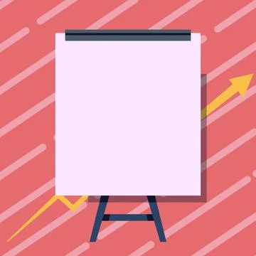 Whiteboard Drawing With Arrow Going Up Presenting Growing Graph. Empty Board  Stock Illustration