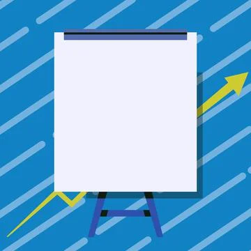 Whiteboard Drawing With Arrow Going Up Presenting Growing Graph. Empty Board Stock Illustration