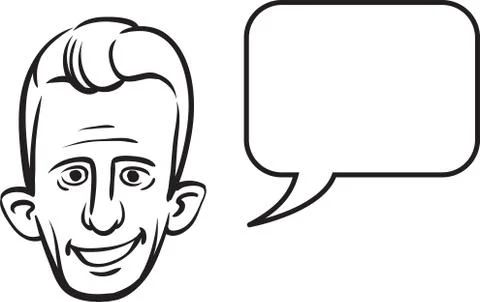 Whiteboard drawing - big eared face with speech bubble Stock Illustration