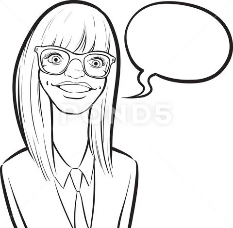 Drawing Style Vector Of A Girl In Glasses Black And White Coloring Pages  Coloring Outline Sketch, Wing Drawing, Girl Drawing, Ring Drawing PNG and  Vector with Transparent Background for Free Download