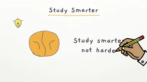 Whiteboard drawing lesson Study Smarter illustrating short sessions take notes Stock-Footage 348700942