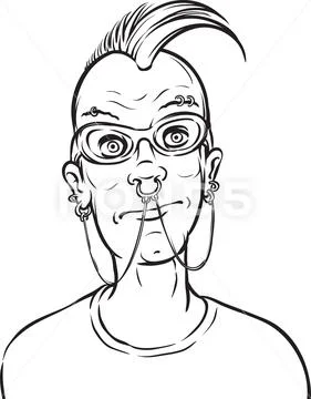 Whiteboard drawing - punk with face piercings Stock Illustration