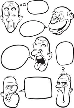Whiteboard drawing - various emotion faces with speech balloons vector collec Illustrazione stock