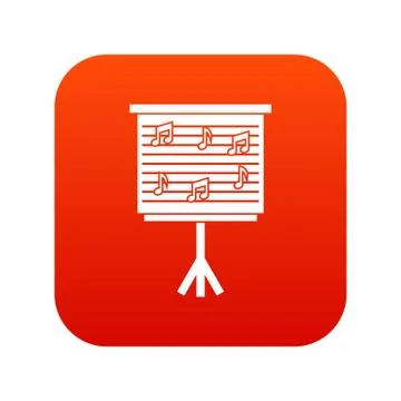 Whiteboard with music notes icon digital red Stock Illustration