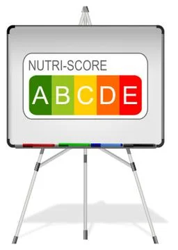Whiteboard with Nutri-Score Label, 5-colour Nutrition Label - 3D illustration Stock Illustration