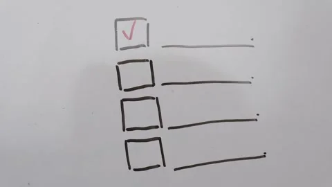Whiteboard Open Checklist and Task Planning with Hand Checking Off Completed Stock Footage 345381343