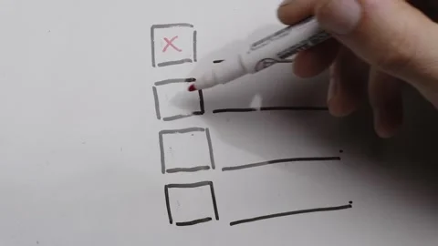 Whiteboard Open Checklist and Task Planning with Hand Checking Off Completed Stock Footage 345381483