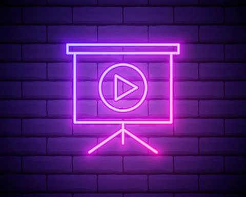 Whiteboard with presentation neon icon. Simple thin line, outline vector of w Stock Illustration