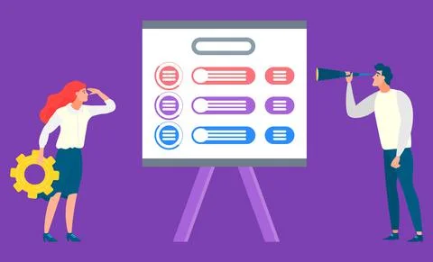 Whiteboard with Scheme, Data Analysis Info Stats Illustrazione stock