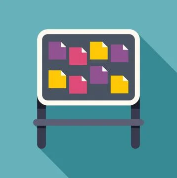 Whiteboard with sticky notes planning and reminders Stock Illustration