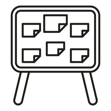 Whiteboard with sticky notes planning and brainstorming icon 库存插图