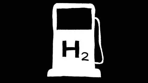 Whiteboard style animation of a hydrogen refueling pump Stock Footage 153465272