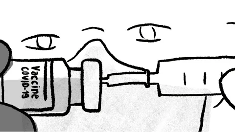 Whiteboard style animation of a nurse preparing to vaccinate a person against Video stock 153228329
