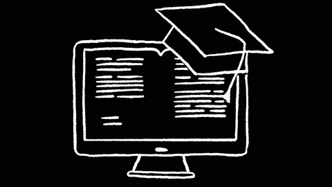Whiteboard style e-learning icon animation, ideal footage to represent online Stock Footage 153517531