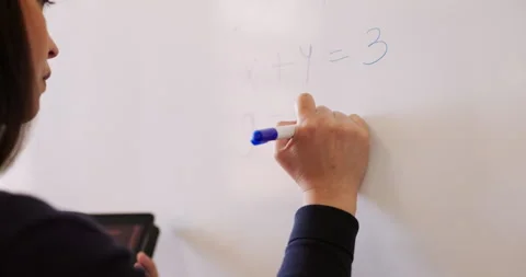 Whiteboard, writing and professor in math lecture or classroom with information Video stock 249733863