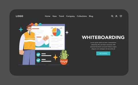 Whiteboarding concept. Flat vector illustration Illustrazione stock