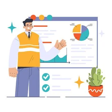 Whiteboarding concept. Flat vector illustration イラスト素材