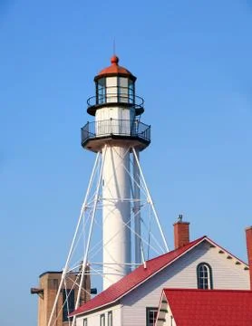 Whitefish Point Lighthouse on a Clear Summer Day Stock Photos